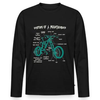 Anatomie d’un vélo de montagne en descente - T-shirt manches longues Premium bio Homme - noir - Devant - Nico (187cm)
