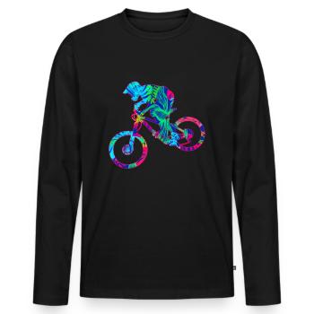 Vélo de montagne tropical downhill freeride - T-shirt manches longues Premium bio Homme - noir - Devant - Nico (187cm)