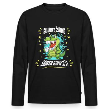Hygiène dentaire crocodile - T-shirt manches longues Premium bio Homme - noir - Devant - Nico (187cm)