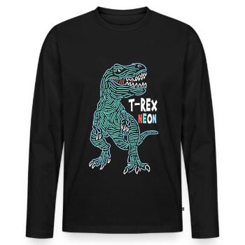 T-Rex Neon - T-shirt manches longues Premium bio Homme - noir - Devant - Nico (187cm)