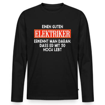 Elektriker Fun Shirt zum 50. Geburtstag - Männer Premium Bio Langarmshirt - Schwarz - Vorne - Nico (187cm)