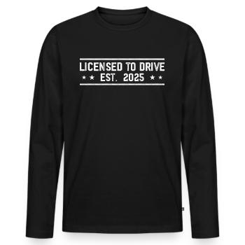 New Driver 2025 Teen Boys Male Driver License - Men's Premium Organic Long Sleeve Shirt - black - Front - Nico (187cm)