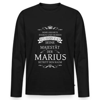 Seine Majestät der Marius betritt den Raum - Männer Premium Bio Langarmshirt - Schwarz - Vorne - Nico (187cm)