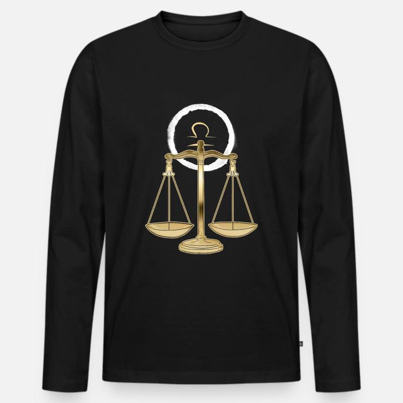 Sternzeichen Waage Libra - Männer Premium Bio Langarmshirt - Schwarz