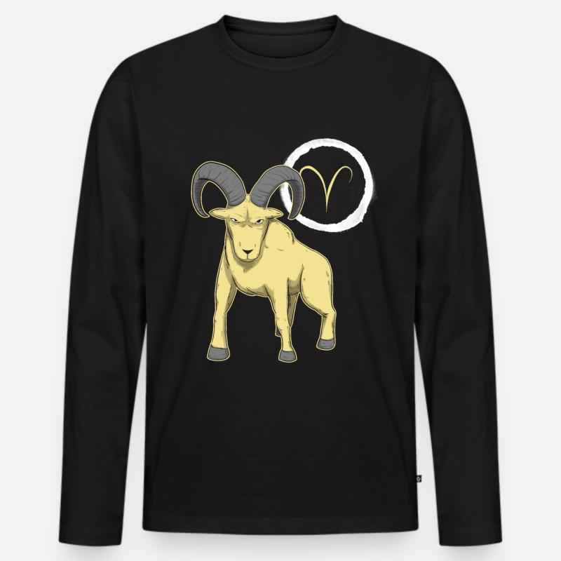 Sternzeichen Widder Aries - Männer Premium Bio Langarmshirt - Schwarz