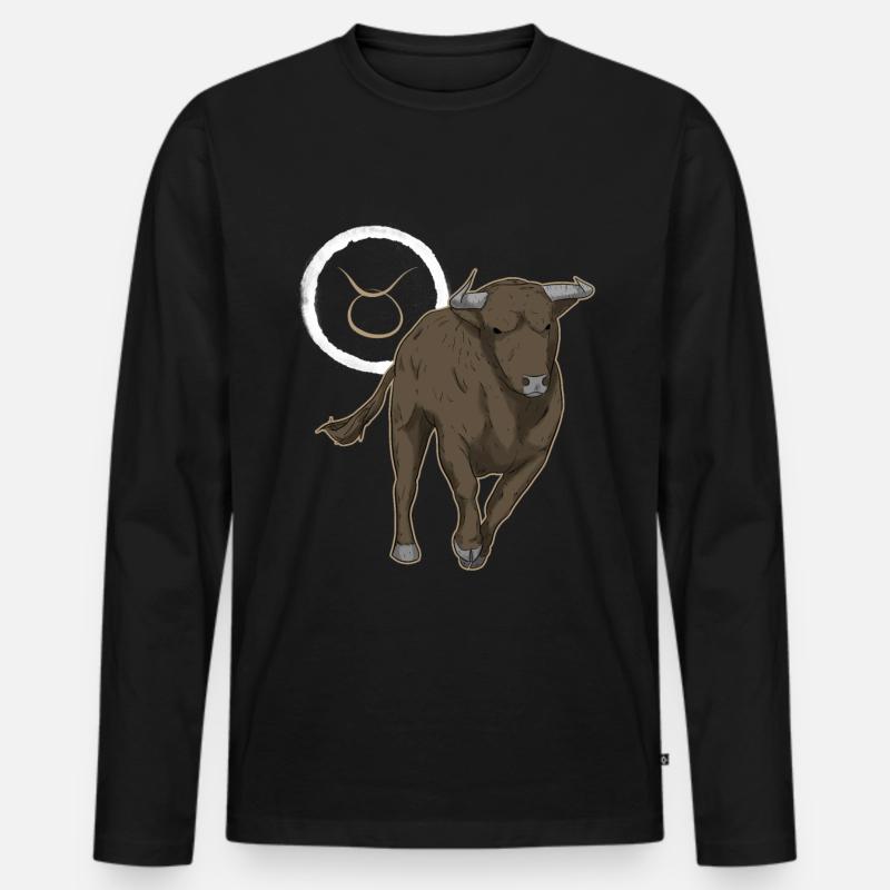 Sternzeichen Stier Taurus - Männer Premium Bio Langarmshirt - Schwarz
