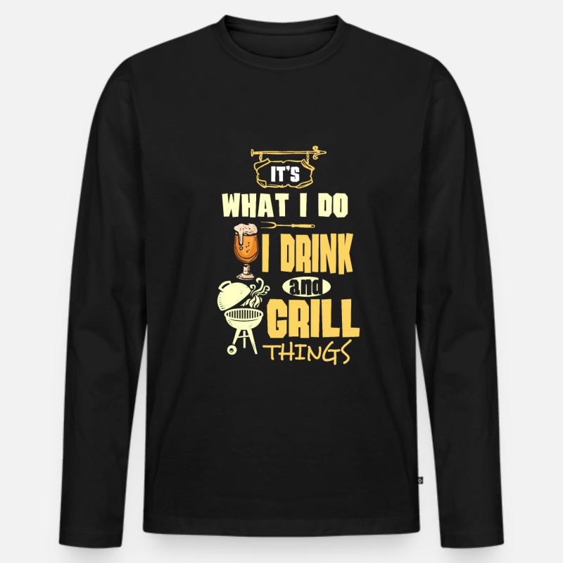 Grill Grillen BBQ Beer - Männer Premium Bio Langarmshirt - Schwarz