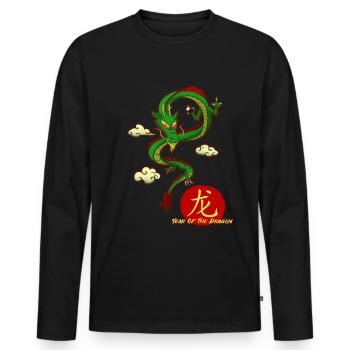 Year of The Dragon Chinese Zodiac Sign - Männer Premium Bio Langarmshirt - Schwarz - Vorne - Nico (187cm)