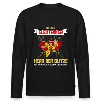 Elektriker Herr der Blitze Strom Elektrotechnik - Männer Premium Bio Langarmshirt - Schwarz - Vorne - Nico (187cm)