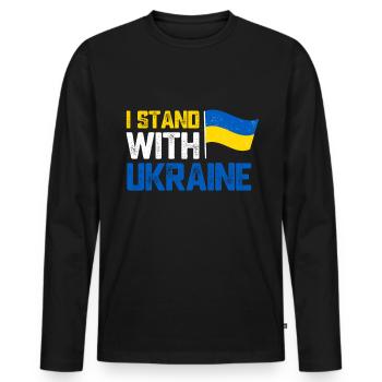 I stand with Ukraine - Men's Premium Organic Long Sleeve Shirt - black - Front - Nico (187cm)