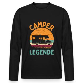 Vintage Retro Camper Legende Wohnmobil Camping - Männer Premium Bio Langarmshirt - Schwarz - Vorne - Nico (187cm)