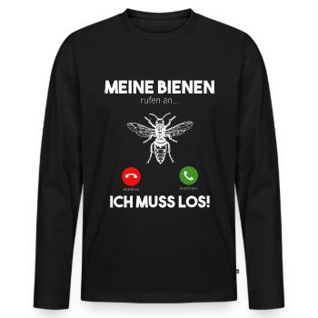Meine Bienen rufen an ich muss los - Biene Imker - Männer Premium Bio Langarmshirt - Schwarz - Vorne - Nico (187cm)
