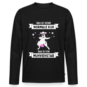 Kuh Kühe Muhviehstar Rind Vieh Bauer Landwirt - Männer Premium Bio Langarmshirt - Schwarz - Vorne - Nico (187cm)