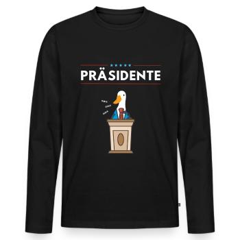 Präsidente Präsident Politiker Ente Enten Quack - Männer Premium Bio Langarmshirt - Schwarz - Vorne - Nico (187cm)