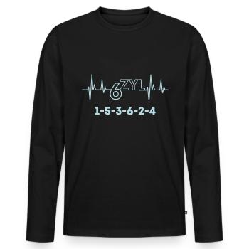 Sechszylinder Reihensechser Auto Motor Herzschlag - Männer Premium Bio Langarmshirt - Schwarz - Vorne - Nico (187cm)