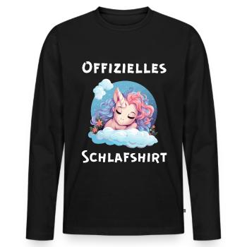 Einhorn Offizielles Schlafshirt Bett Schlafen Müde - Männer Premium Bio Langarmshirt - Schwarz - Vorne - Nico (187cm)