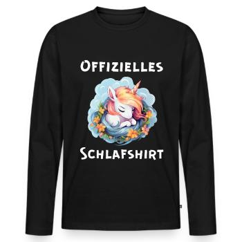 Offizielles Schlafshirt Einhorn Schlafen Müde - Männer Premium Bio Langarmshirt - Schwarz - Vorne - Nico (187cm)