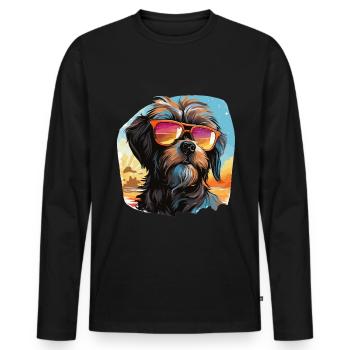 Pop Art Dog with Sunglasses - Men's Premium Organic Long Sleeve Shirt - black - Front - Nico (187cm)