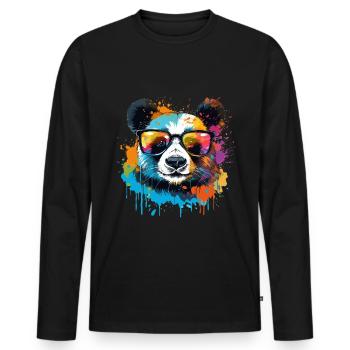 Colorful Watercolor Pop Art Panda Panda Bear - Men's Premium Organic Long Sleeve Shirt - black - Front - Nico (187cm)
