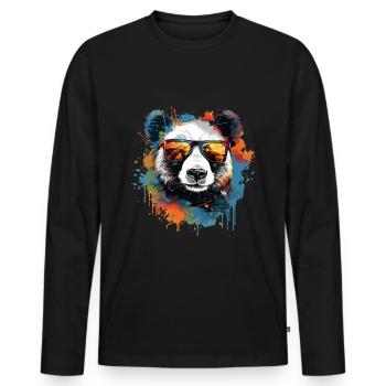 Watercolor Panda Bear Panda Sunglasses Art Pop Art - Men's Premium Organic Long Sleeve Shirt - black - Front - Nico (187cm)