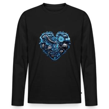 Mécanique Coeur Moteur Mécanique Mécanique de Voiture - T-shirt manches longues Premium bio Homme - noir - Devant - Nico (187cm)