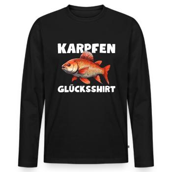 Karpfen Glücksshirt Angel Friedfisch Fisch Angler - Männer Premium Bio Langarmshirt - Schwarz - Vorne - Nico (187cm)
