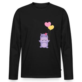 nilpferd - Männer Premium Bio Langarmshirt - Schwarz - Vorne - Nico (187cm)