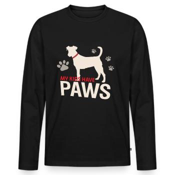 Enfants Chiens Pattes de chien - T-shirt manches longues Premium bio Homme - noir - Devant - Nico (187cm)