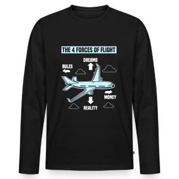 The Four 4 Forces Of Flight Spruch Geschenk TShirt - Männer Premium Bio Langarmshirt - Schwarz - Vorne - Nico (187cm)