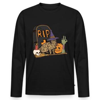 Mignon et effrayant Pixiebob Chat Halloween - T-shirt manches longues Premium bio Homme - noir - Devant - Nico (187cm)