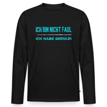 Je ne suis pas paresseux, je suis patient! - T-shirt manches longues Premium bio Homme - noir - Devant - Nico (187cm)