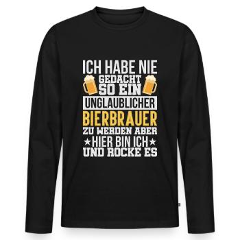 Brasseur de bière incroyable - T-shirt manches longues Premium bio Homme - noir - Devant - Nico (187cm)