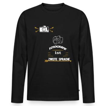 Fotografie - Männer Premium Bio Langarmshirt - Schwarz - Vorne - Nico (187cm)