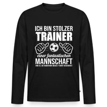Fußballtrainer Spruch Bester Trainer Fußballcoach - Männer Premium Bio Langarmshirt - Schwarz - Vorne - Nico (187cm)