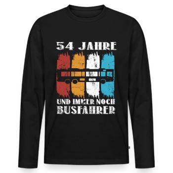 Busfahrer 54 Jahre Busfahren 54 Geburtstag Spruch - Männer Premium Bio Langarmshirt - Schwarz - Vorne - Nico (187cm)