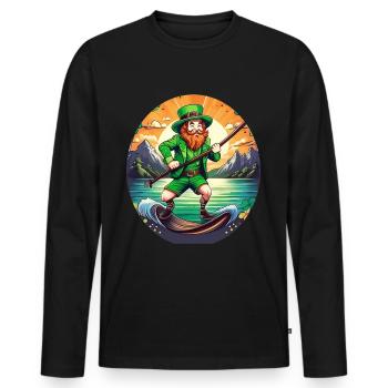 Planche à pagaie Shamrock Shamrock de la Saint-Patrick - T-shirt manches longues Premium bio Homme - noir - Devant - Nico (187cm)