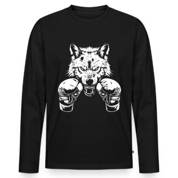 Wolf Boxer Boxen MMA Kampfsport - Männer Premium Bio Langarmshirt - Schwarz - Vorne - Nico (187cm)