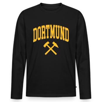 Dortmund - Men's Premium Organic Long Sleeve Shirt - black - Front - Nico (187cm)