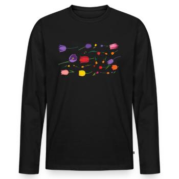Blumen Frühling Tulpen - Männer Premium Bio Langarmshirt - Schwarz - Vorne - Nico (187cm)