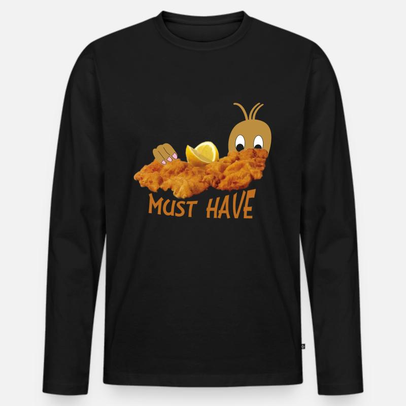 Schnitzel - Männer Premium Bio Langarmshirt - Schwarz