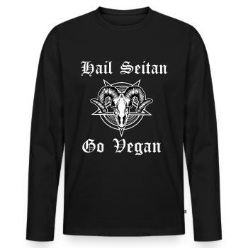 Hail seitan go vegan - Men's Premium Organic Long Sleeve Shirt - black - Front - Nico (187cm)