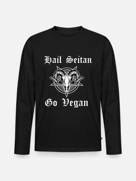 Hail seitan go vegan - Männer Premium Bio Langarmshirt - Schwarz