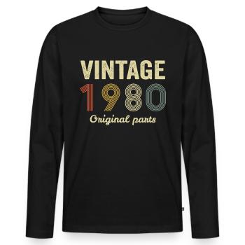 vintage 1980 - T-shirt manches longues Premium bio Homme - noir - Devant - Nico (187cm)
