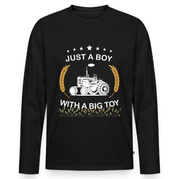 Tracteur - T-shirt manches longues Premium bio Homme - noir - Devant - Nico (187cm)