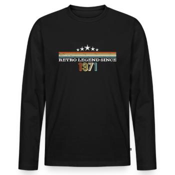 Vintage 1971 - 50e anniversaire Retro Legend Dad - T-shirt manches longues Premium bio Homme - noir - Devant - Nico (187cm)