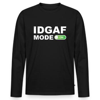 IDGAF - I don't care - Men's Premium Organic Long Sleeve Shirt - black - Front - Nico (187cm)