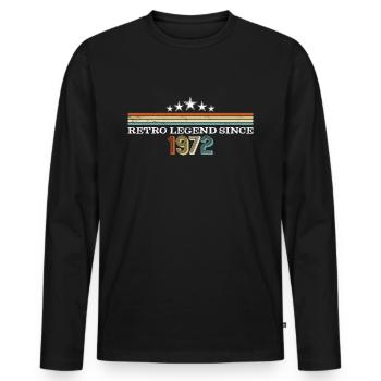 Vintage 1972 - 50th Birthday Retro Legend - Men's Premium Organic Long Sleeve Shirt - black - Front - Nico (187cm)