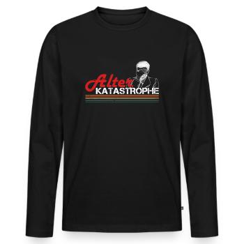 Alter Katastrophe Retro - Männer Premium Bio Langarmshirt - Schwarz - Vorne - Nico (187cm)