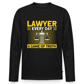 Faculté de droit Avocat en droit Etudiant en droit - T-shirt manches longues Premium bio Homme - noir - Devant - Nico (187cm)