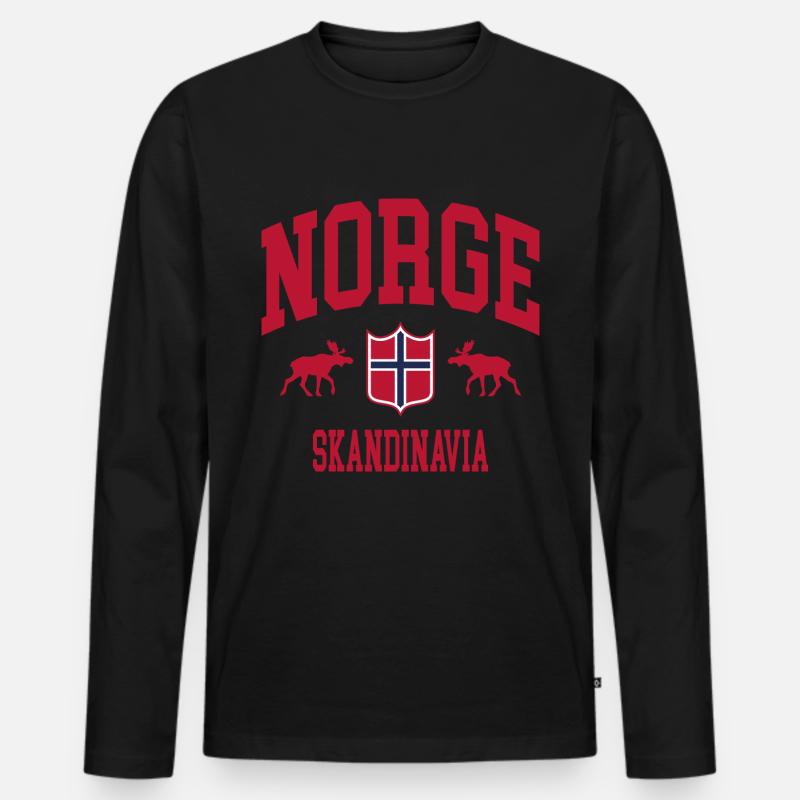Norwegen - Männer Premium Bio Langarmshirt - Schwarz